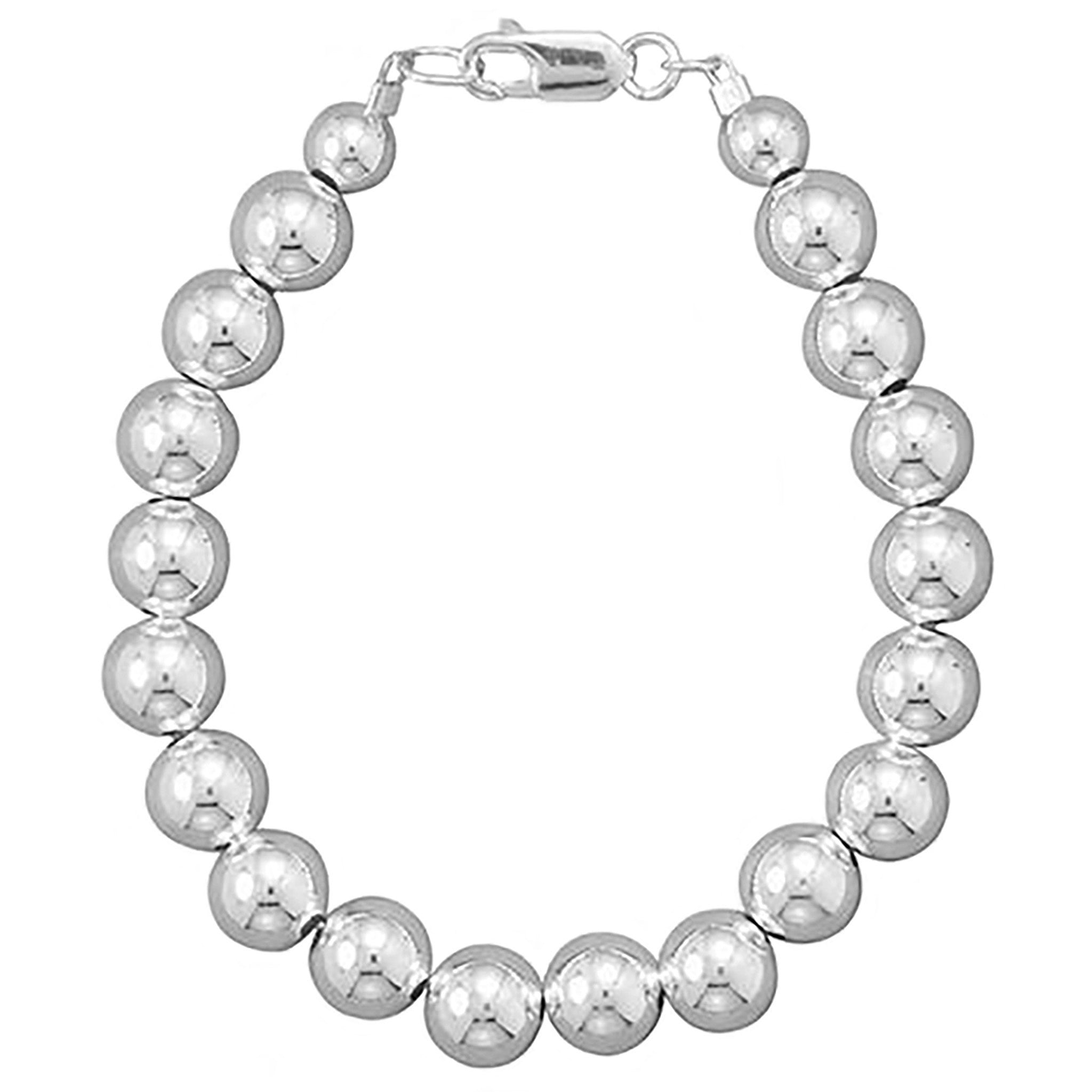 8mm Silver Bead Strand Necklace