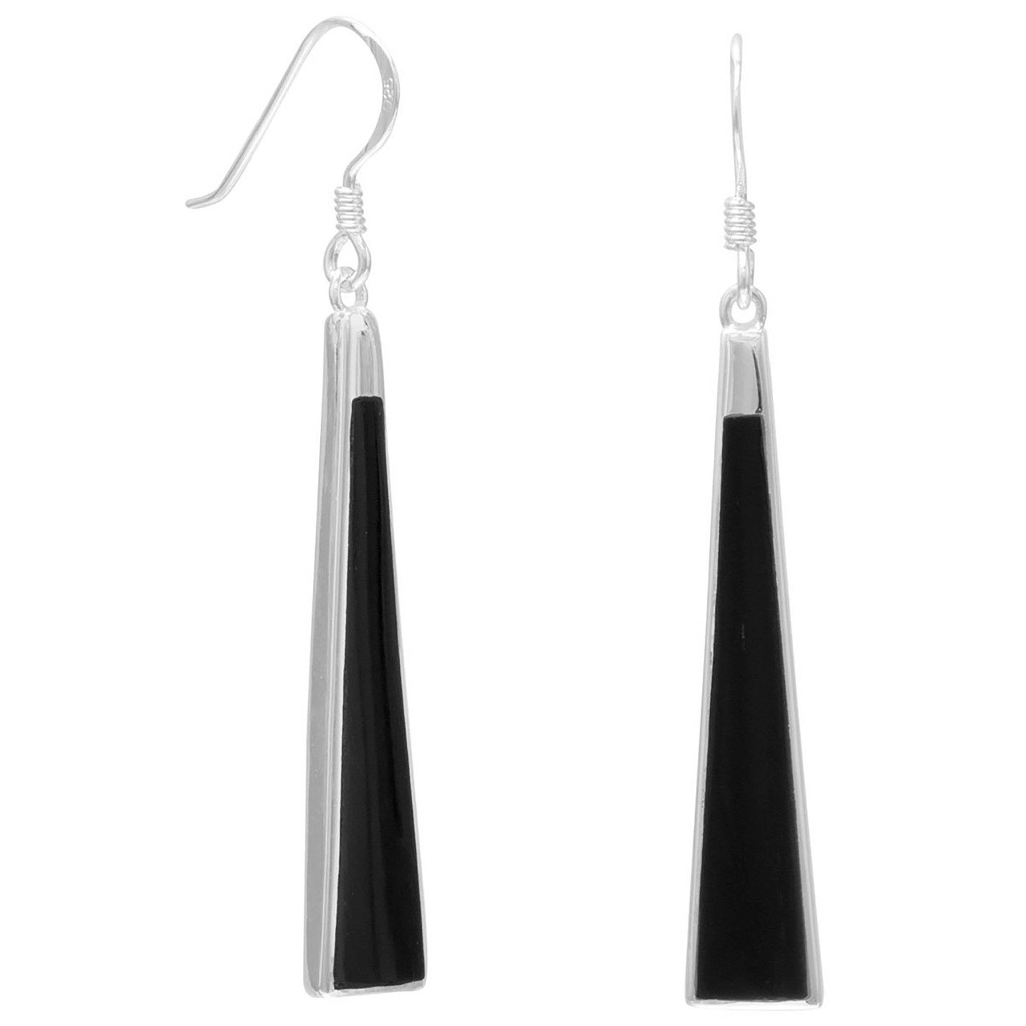 Black Onyx Triangle Shape Earrings