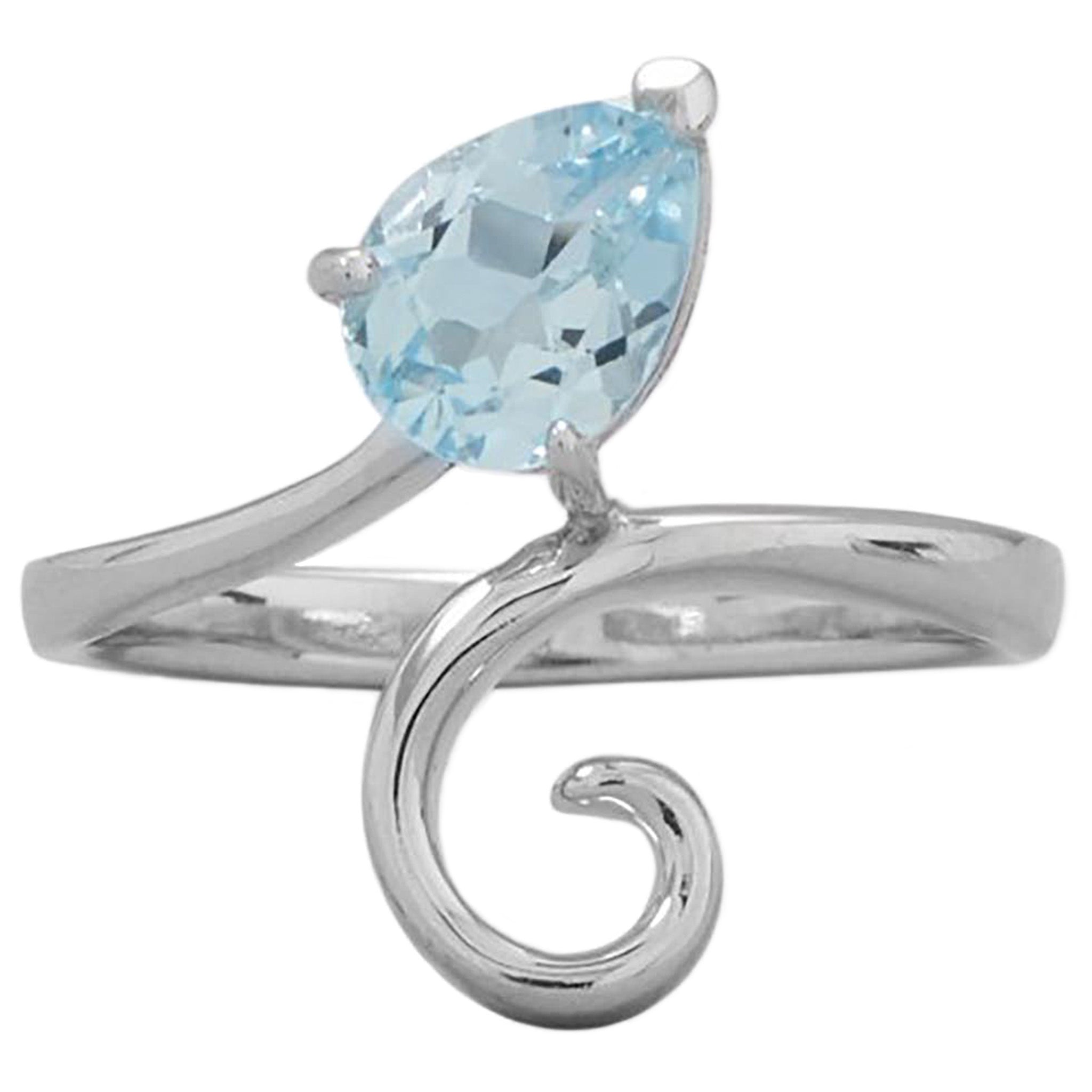 Blue Topaz Swirl Design Ring