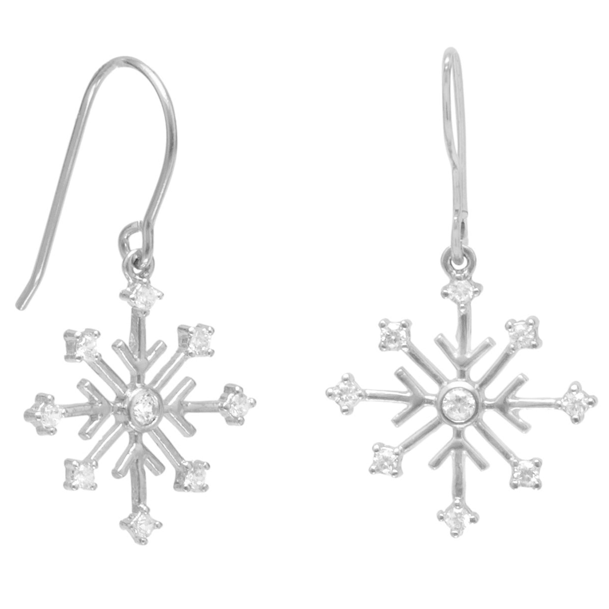 Cubic Zirconia Snowflake Design Earrings