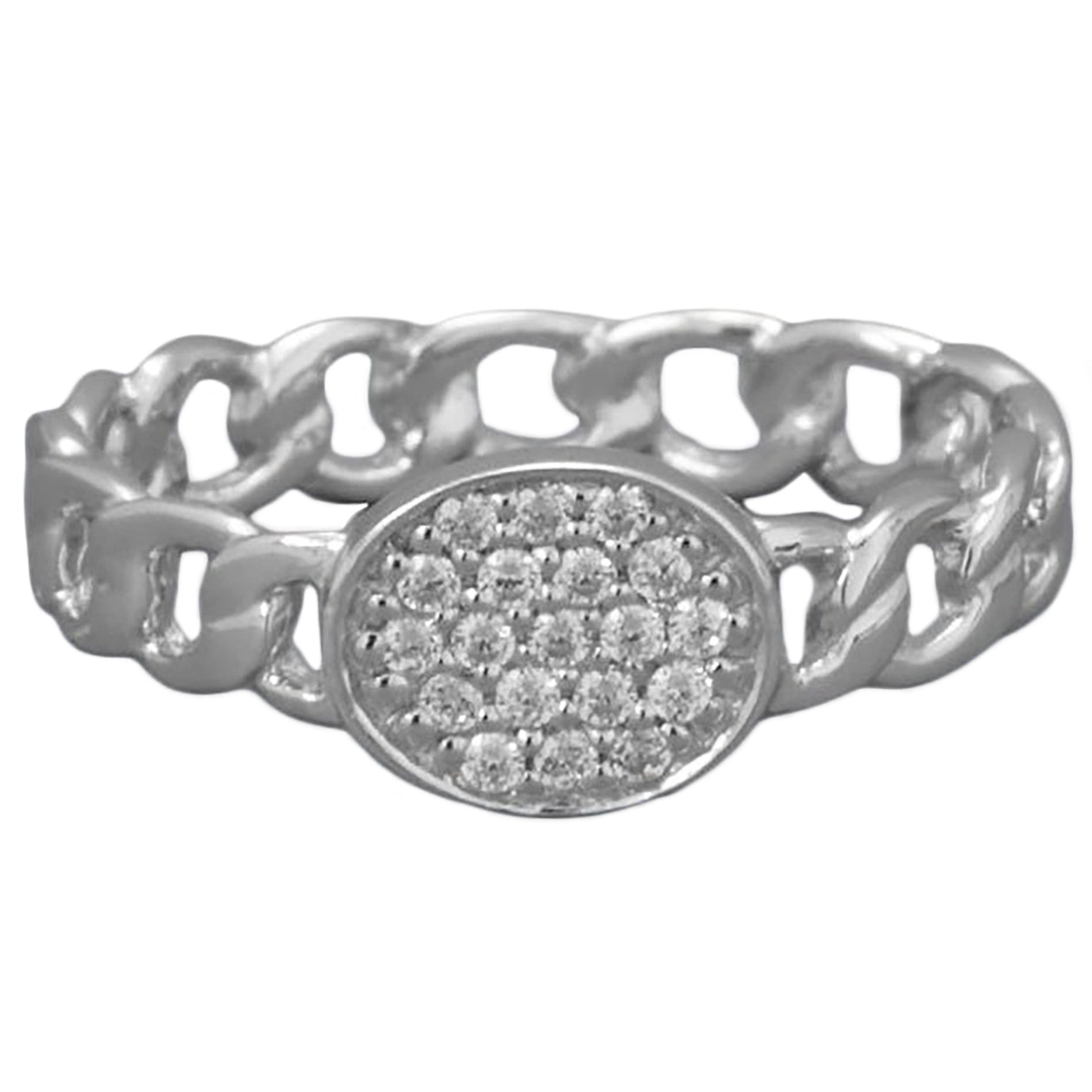 Curb Chain Link Zirconia Ring