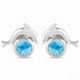 Curved Dolphin Larimar Stud Earrings
