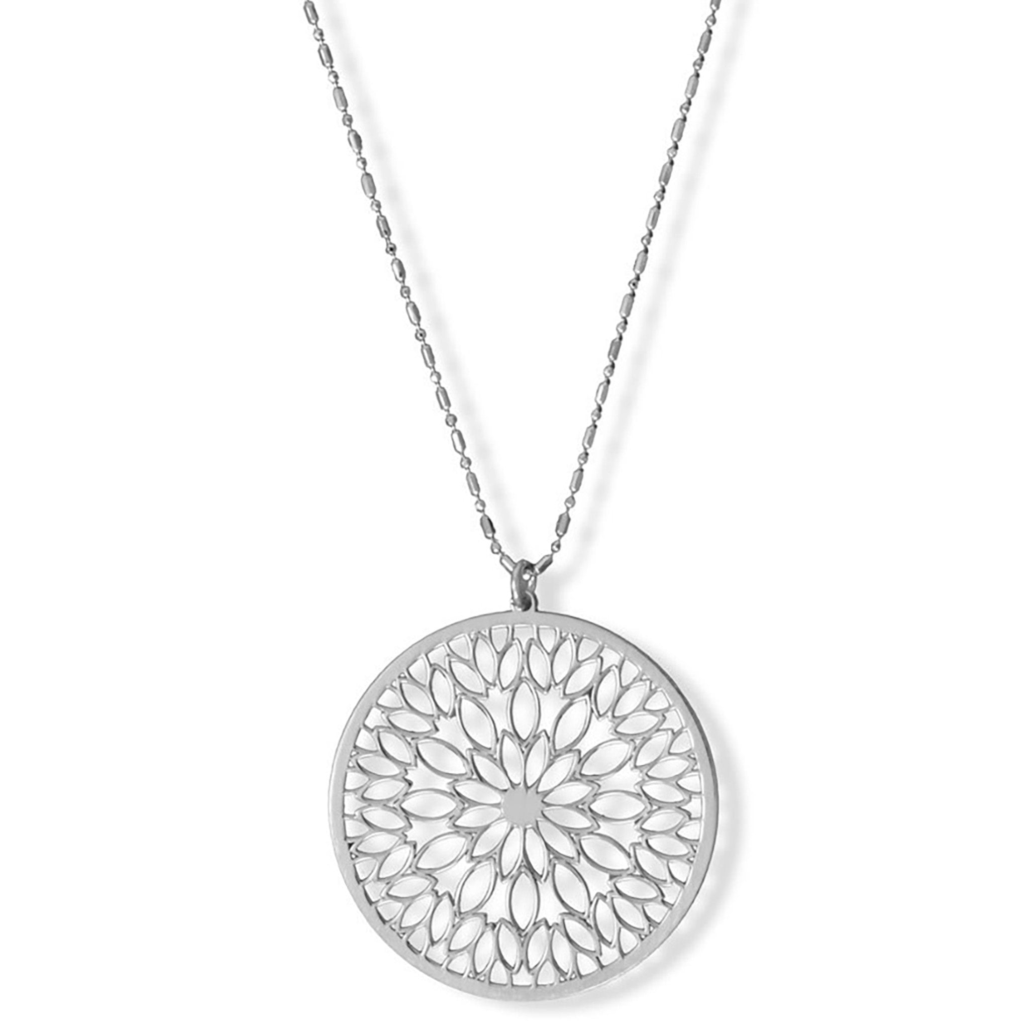 Flower Pattern Disk Necklace