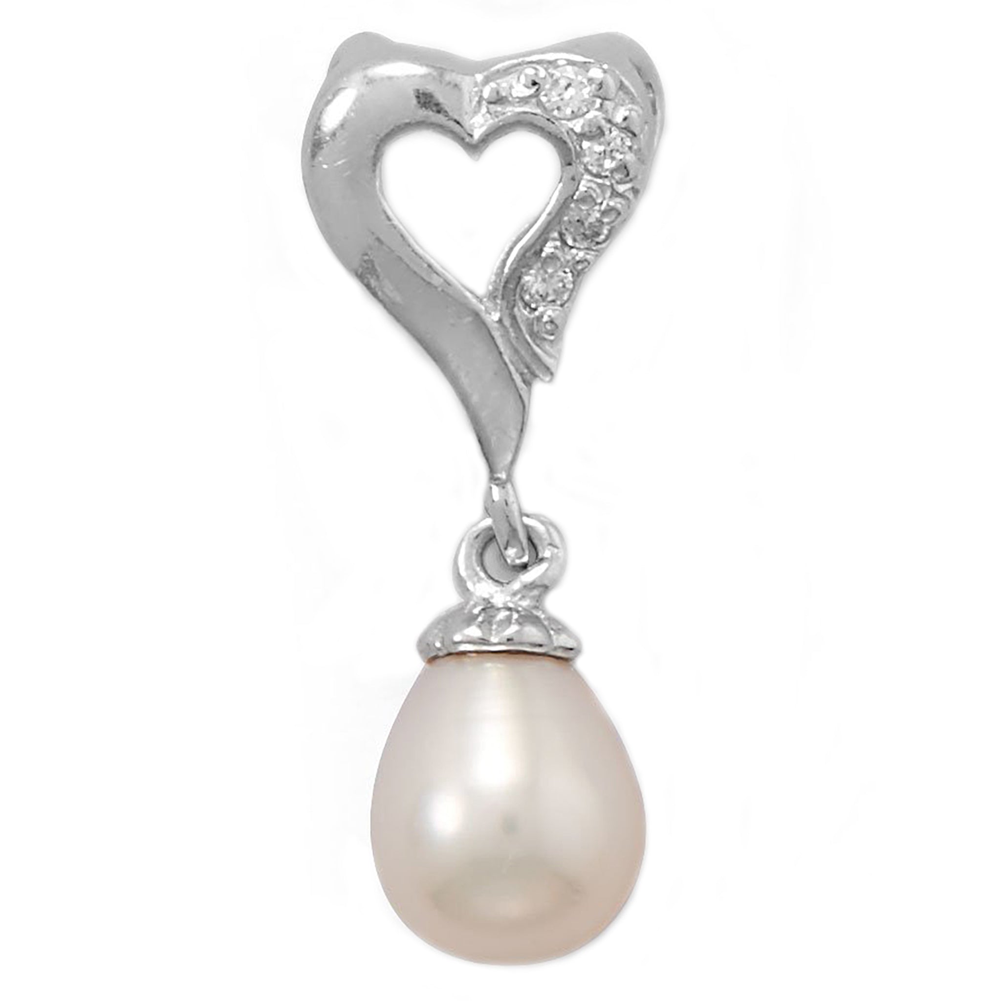 Freshwater Pearl with Heart Slide Pendant