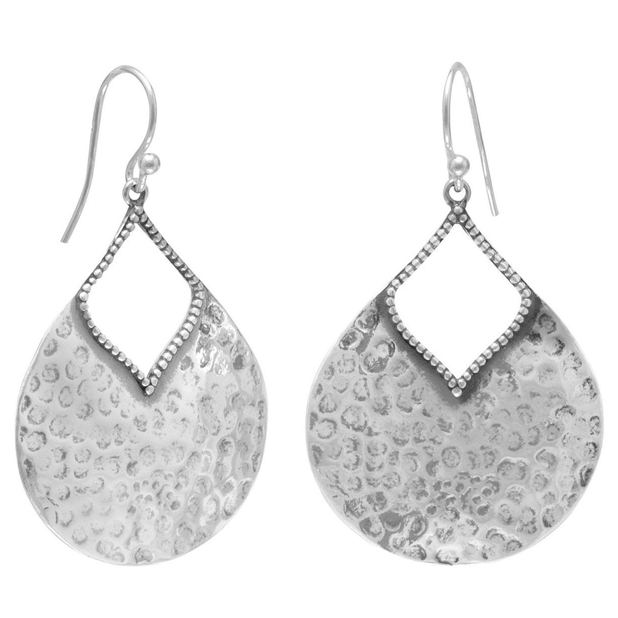 Hammered Silver Bead Accent Earrings