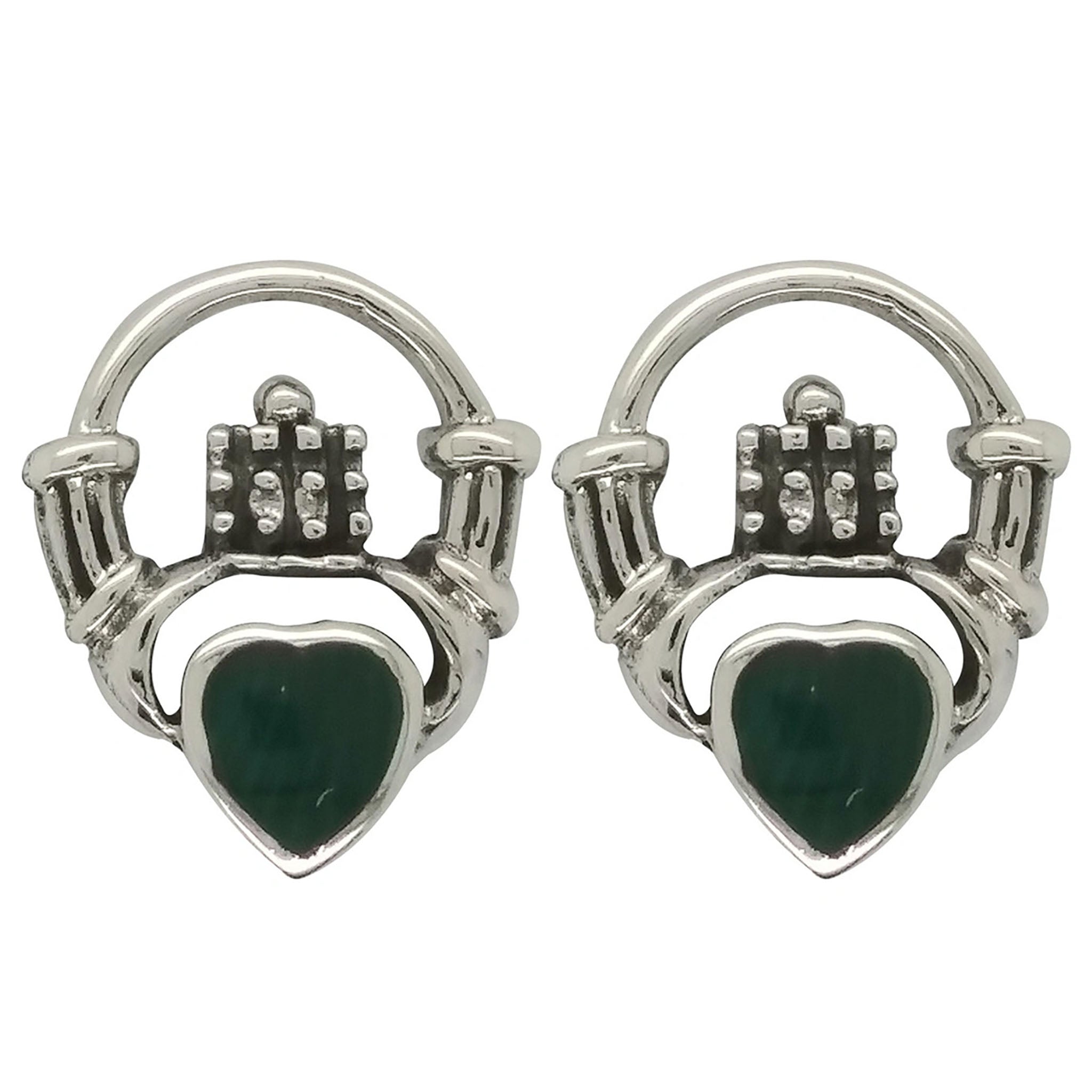 Malachite Claddagh Celtic Earrings