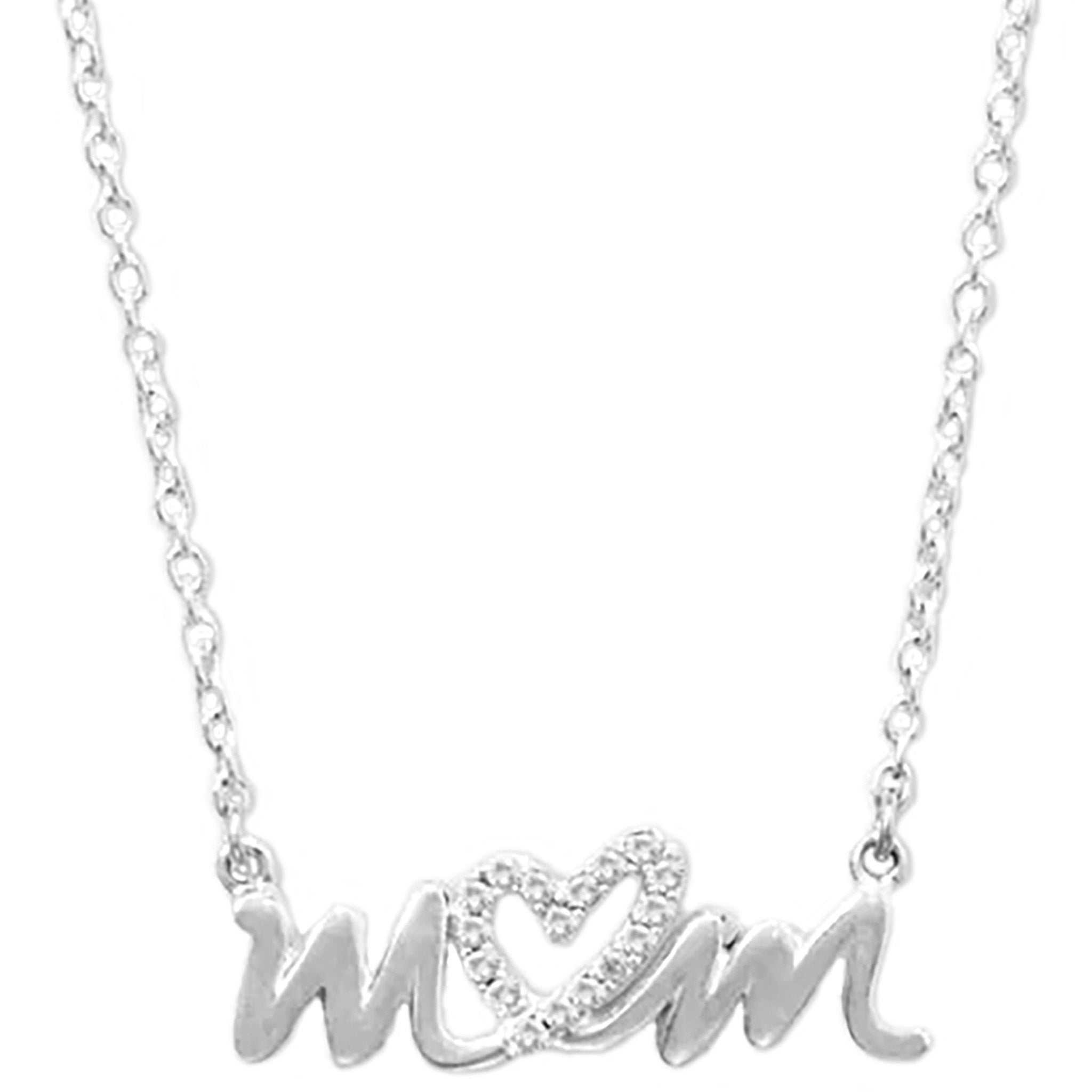Mom Heart Script Necklace