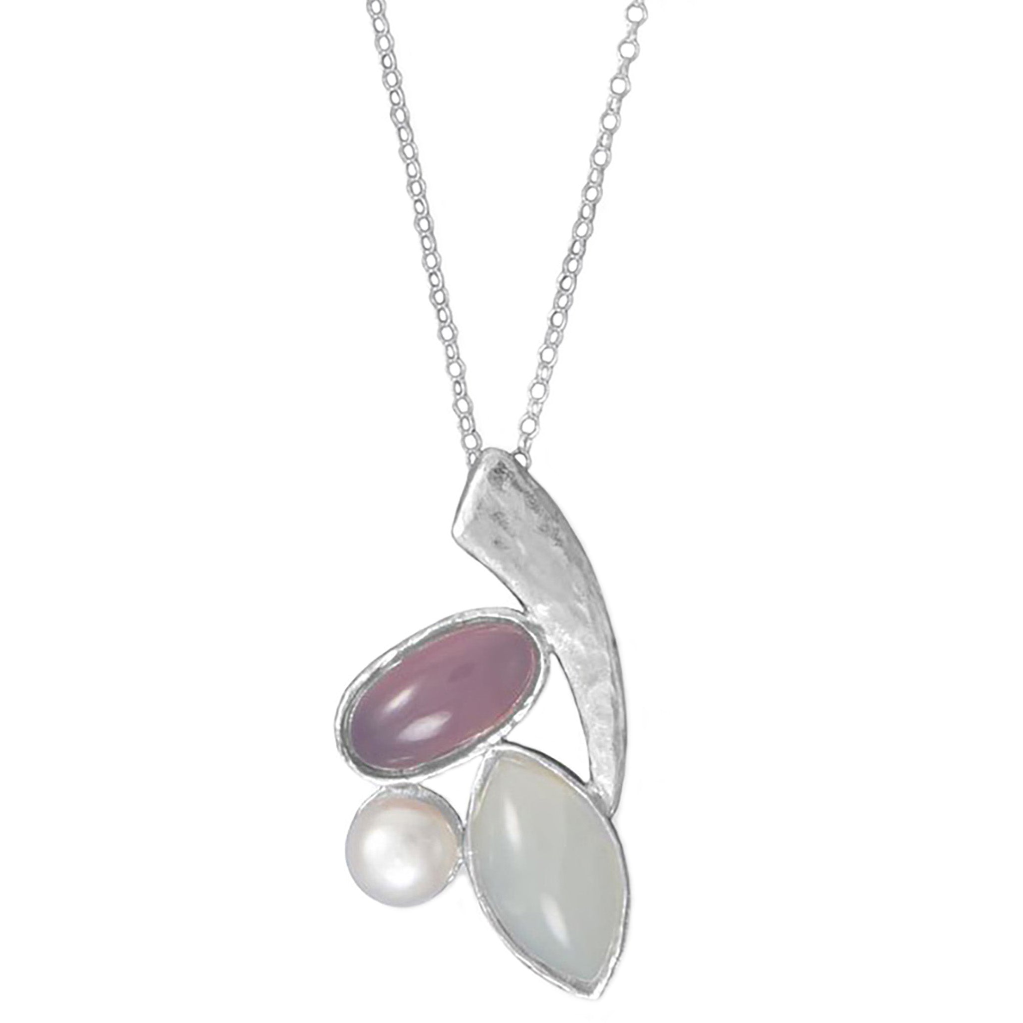 Moonstone and Chalcedony Pendant Necklace