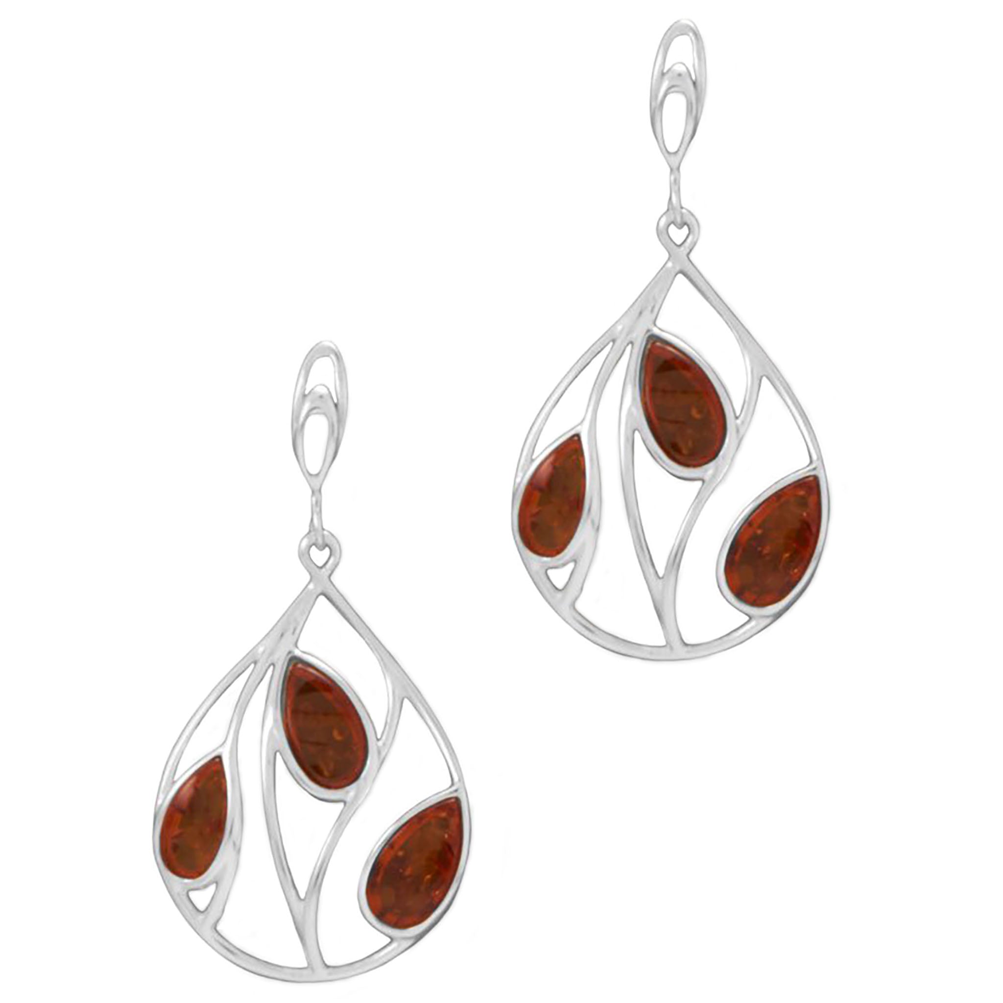 Polished Cut Out Amber Earrings