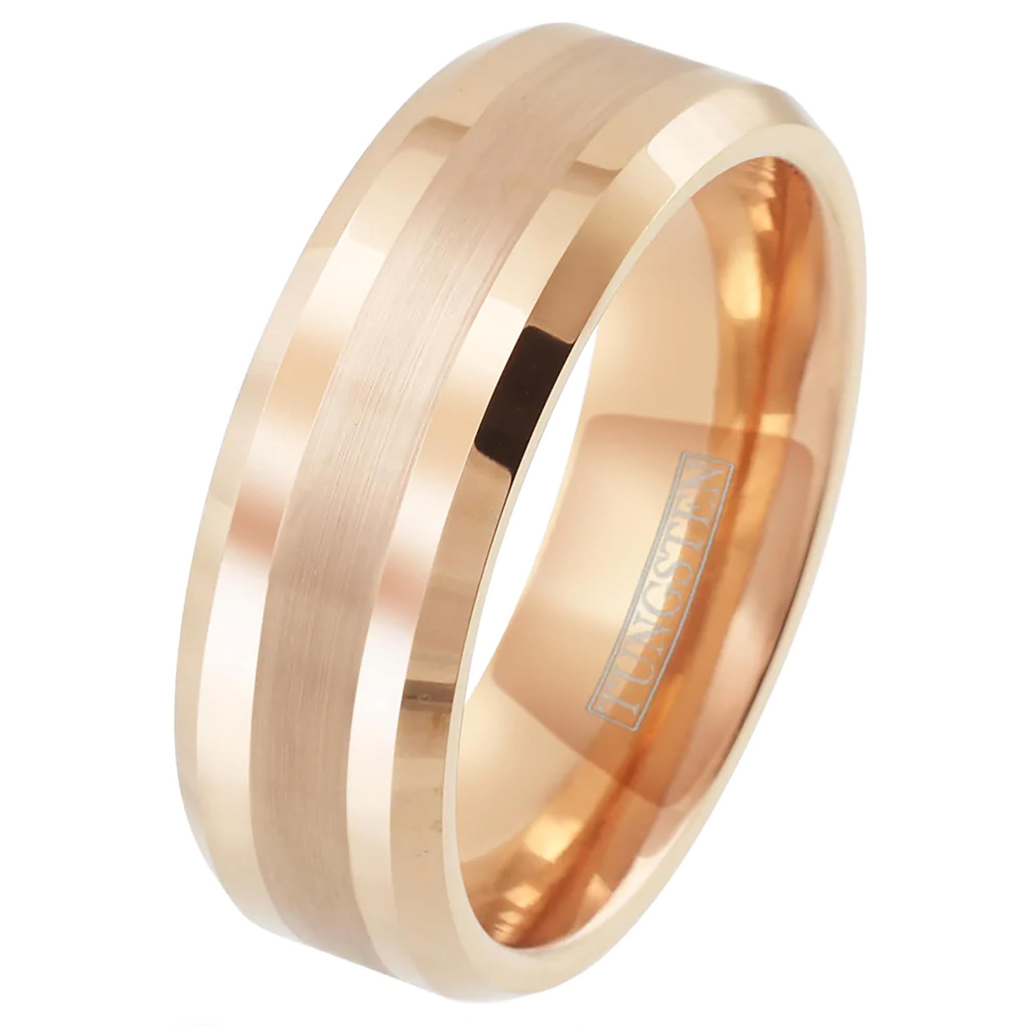 Polished Rose Gold Tungsten Ring