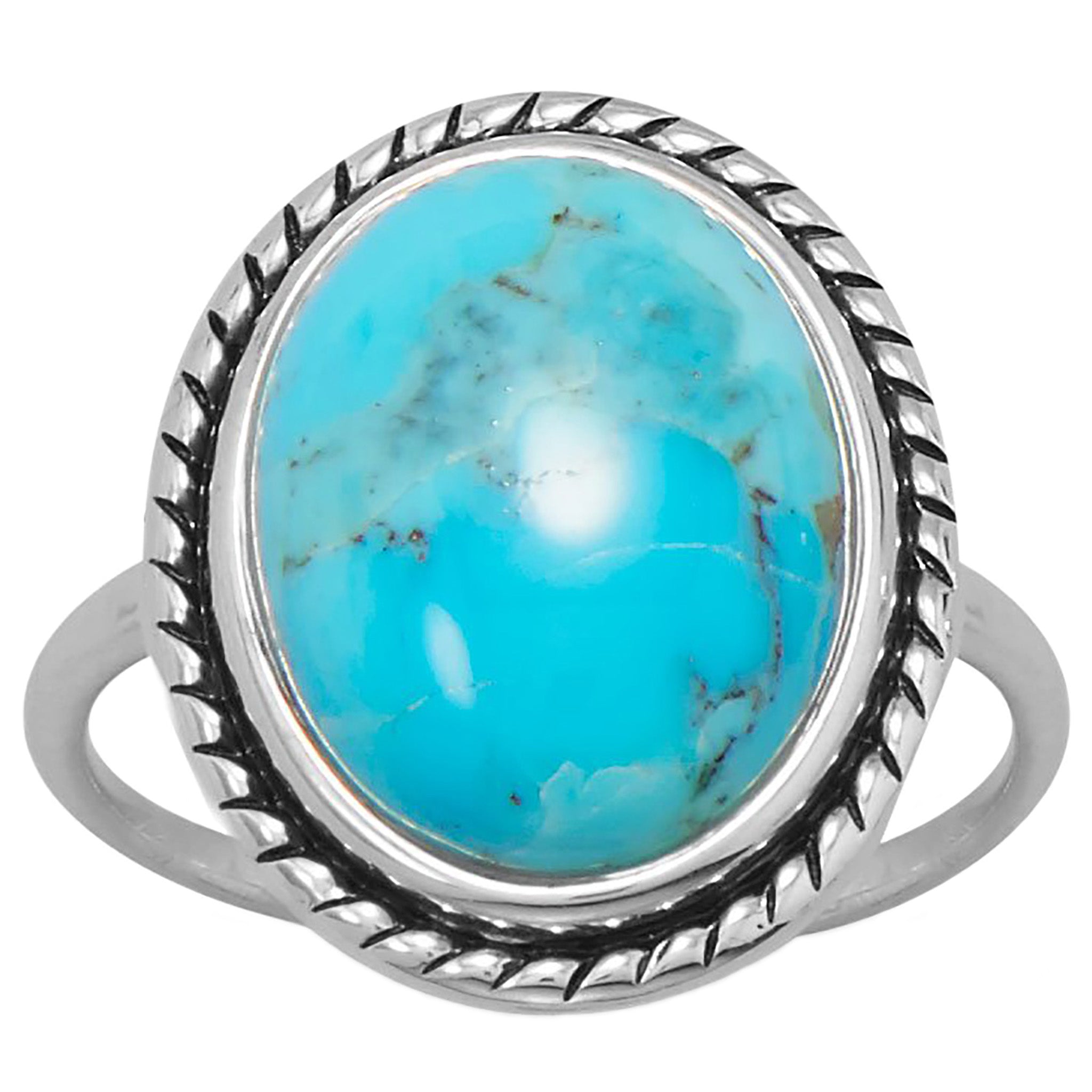 Rope Edge Turquoise Ring