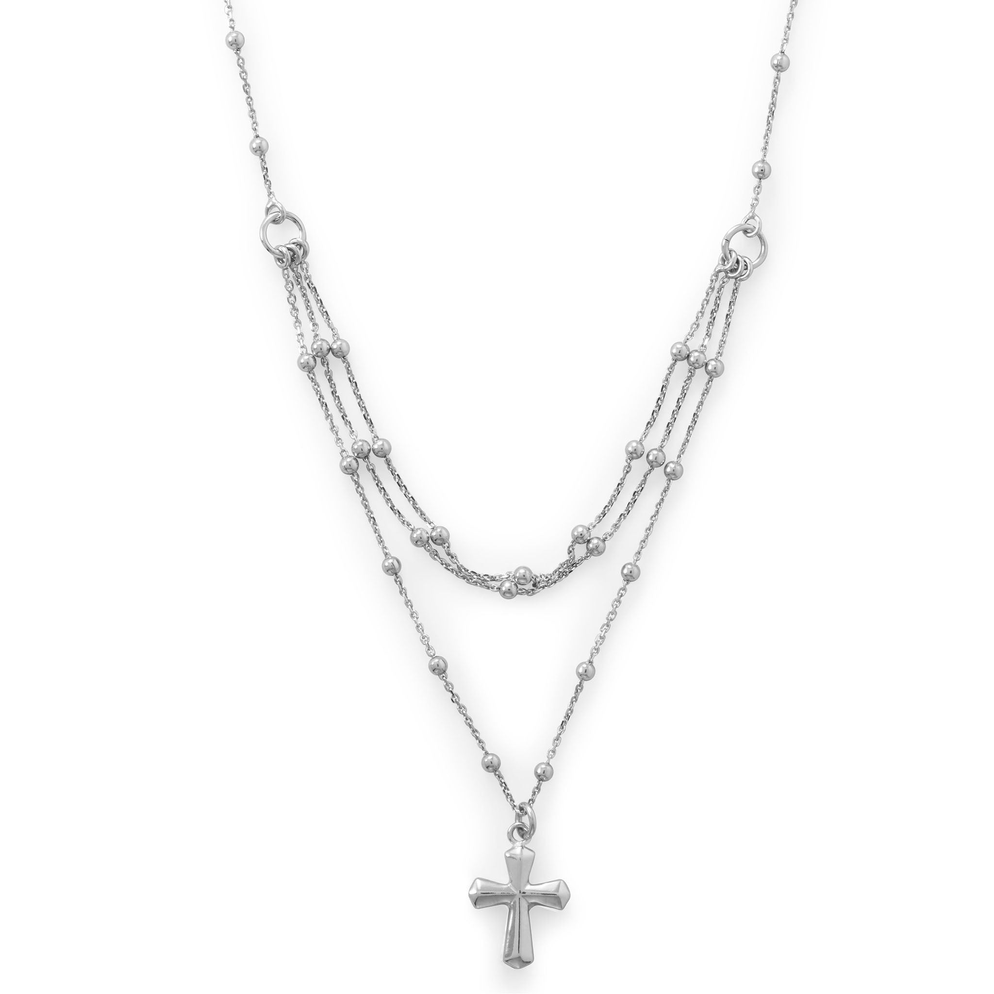 Three Row Cross Charm Necklace