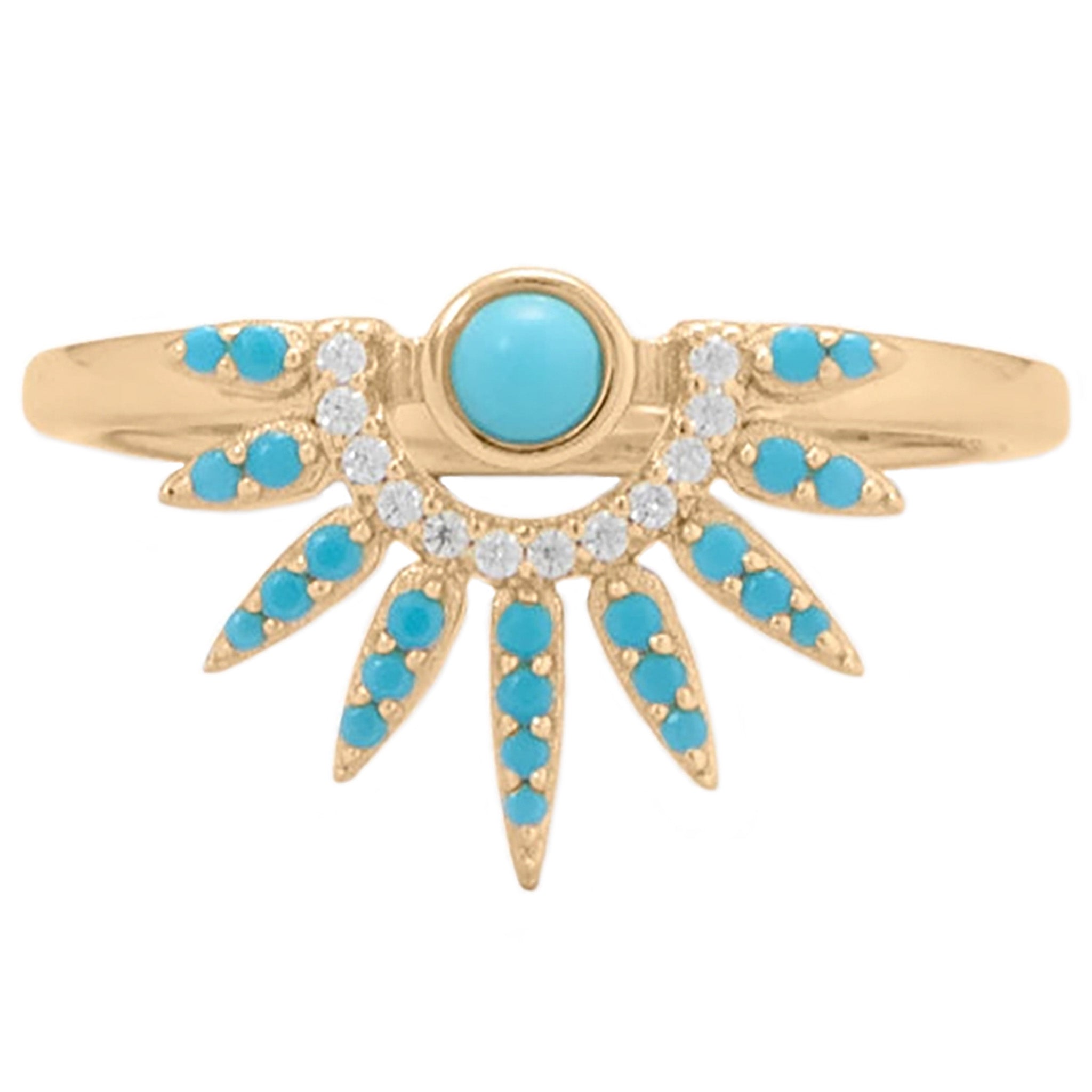 Turquoise and Zirconia Sunray Ring