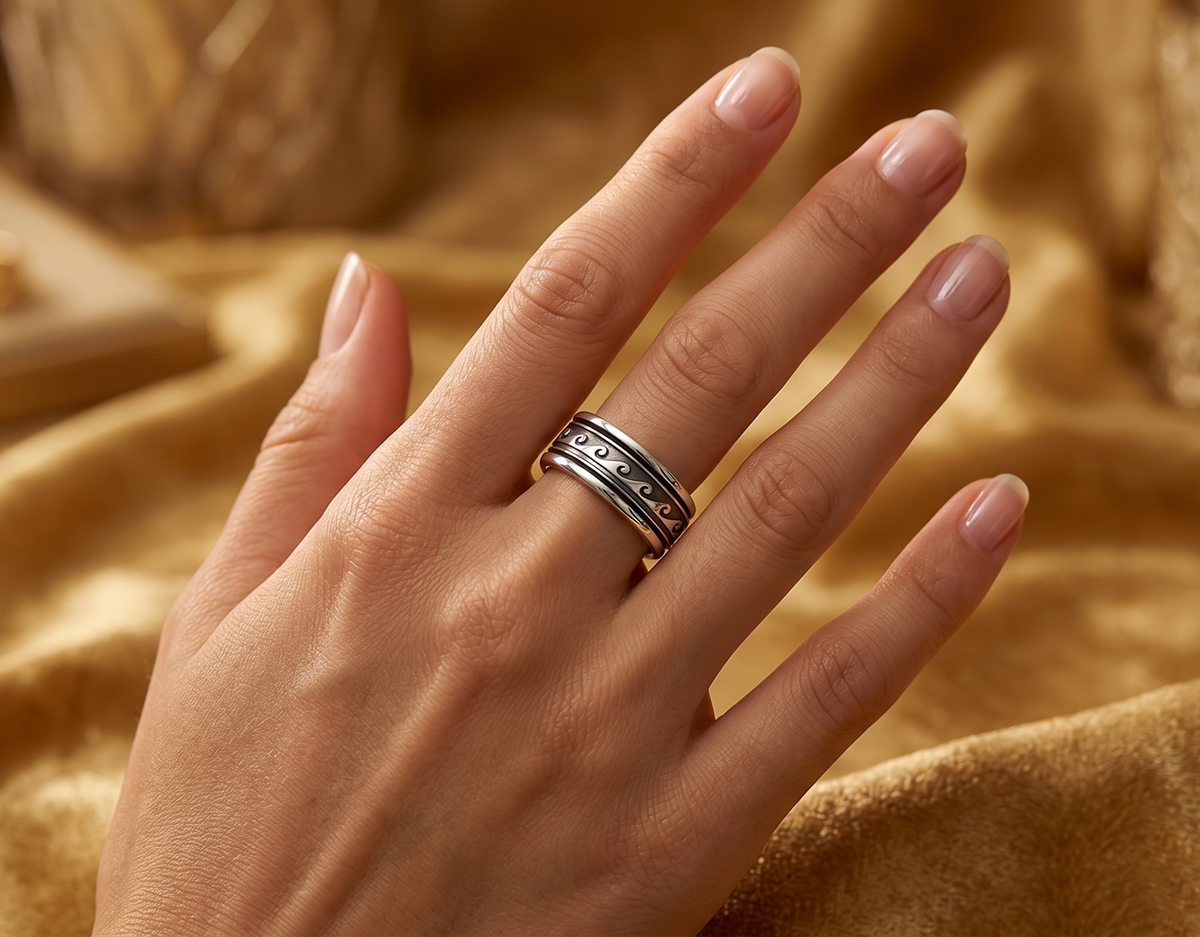 Handmade Wave Design Spin Ring