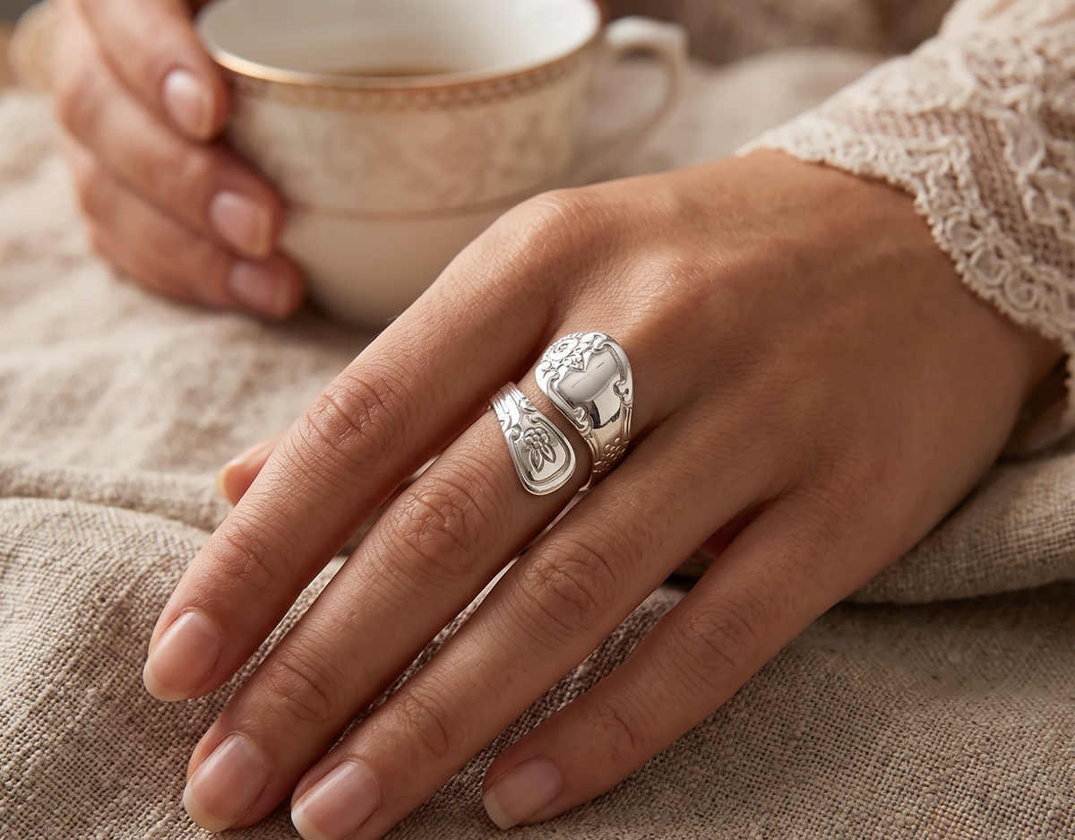 Adjustable High Polish Spoon Ring