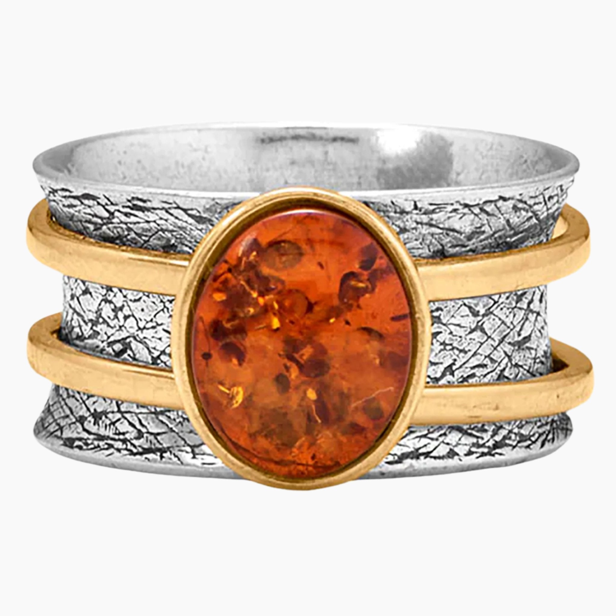 Baltic Amber Gold on Silver Spinner Ring Blog