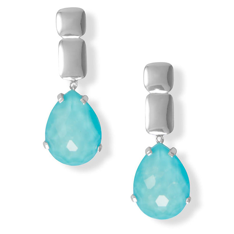 Turquoise and Clear Quartz Doublet Earrings