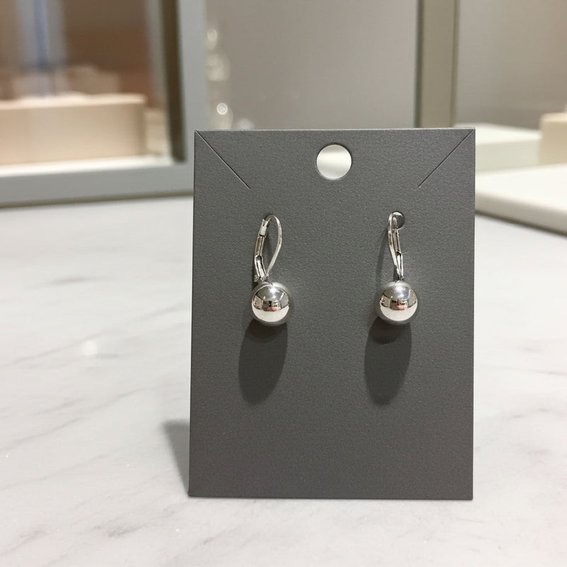 10mm Silver Ball Earrings on Earring Card Display