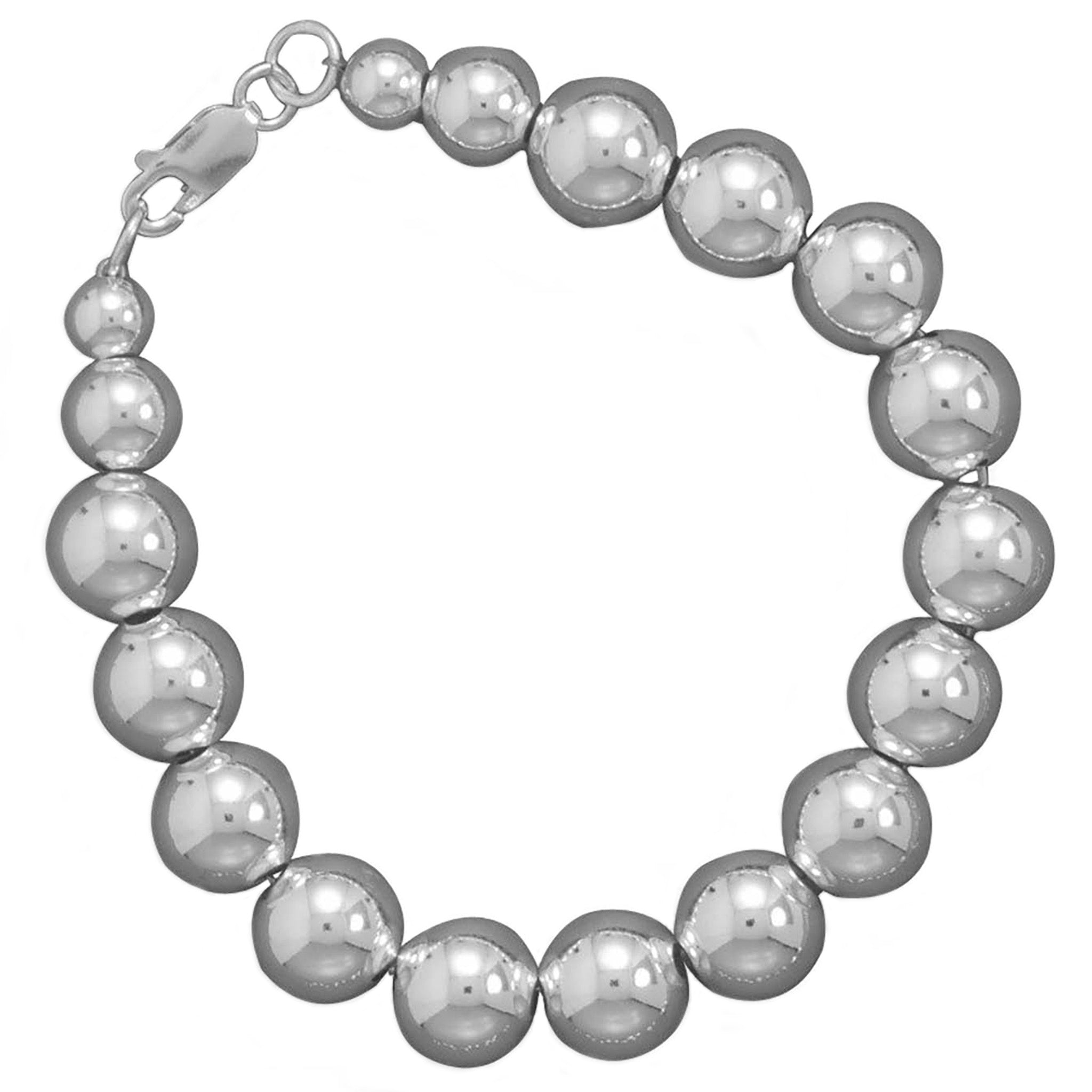 10mm Silver Bead Strand Necklace