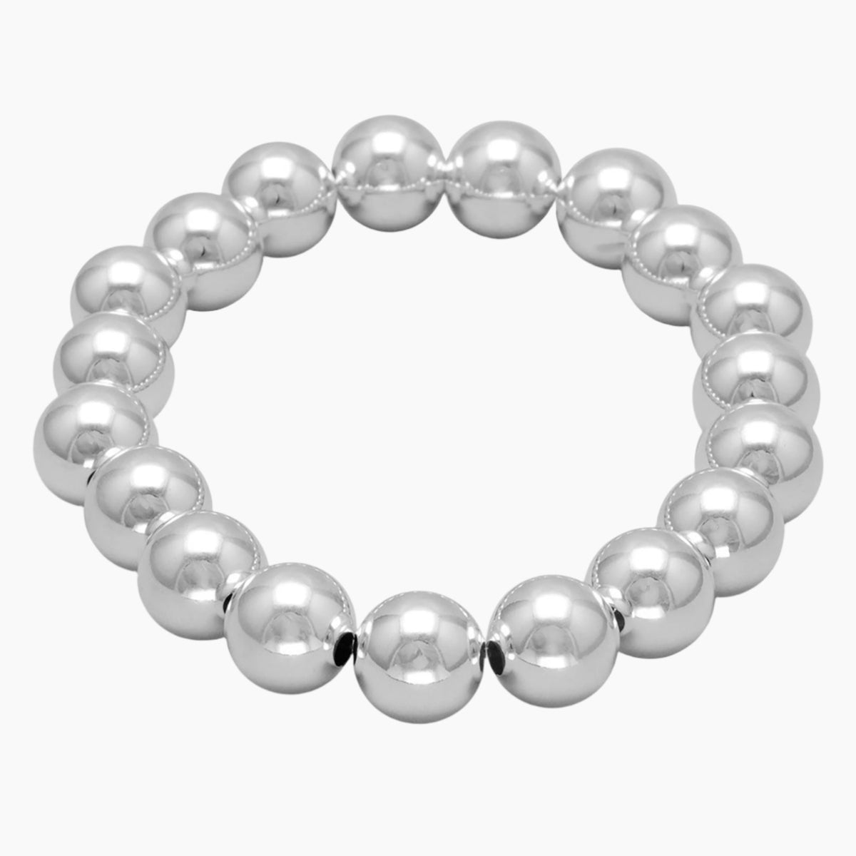 10mm Silver Bead Stretch Bracelet Side