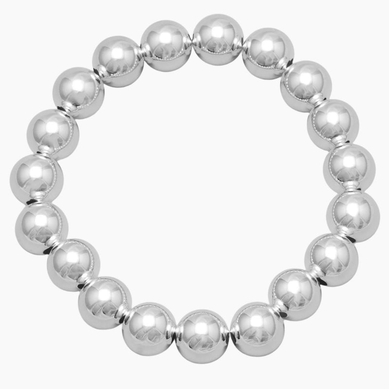 10mm Silver Bead Stretch Bracelet