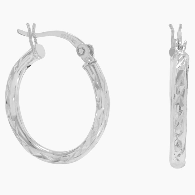 20mm Diamond Cut Hoop Earrings