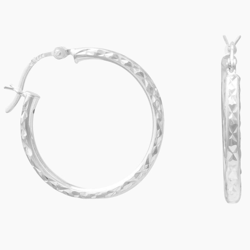 25mm Diamond Cut Hoop Earrings
