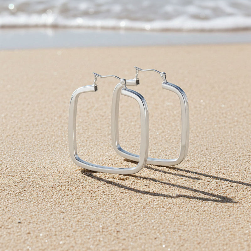 29mm Square Hoop Earrings Beach Dsplay
