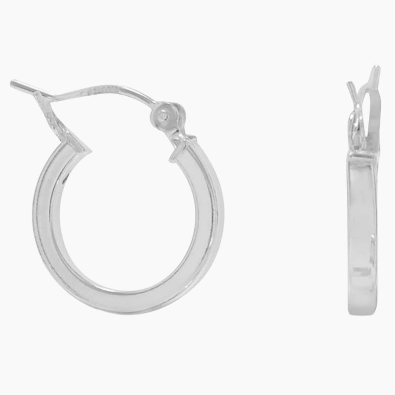 2mm x 14mm Square Tube Hoop Earrings