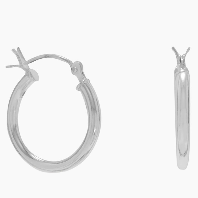 2mm x 16mm Round Tube Hoop Earrings
