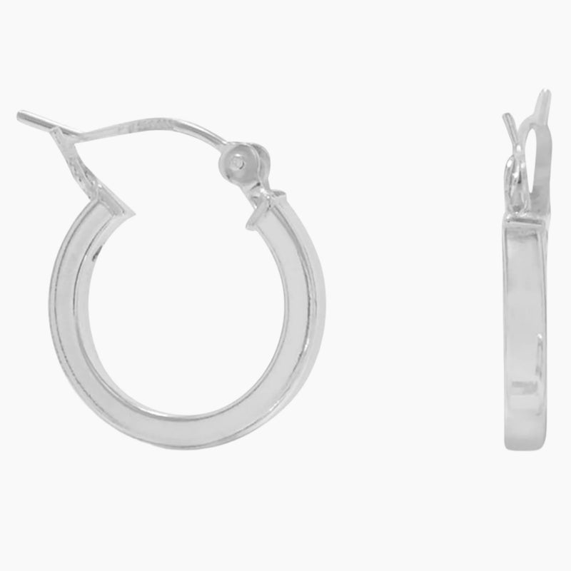 2mm x 18mm Square Tube Hoop Earrings