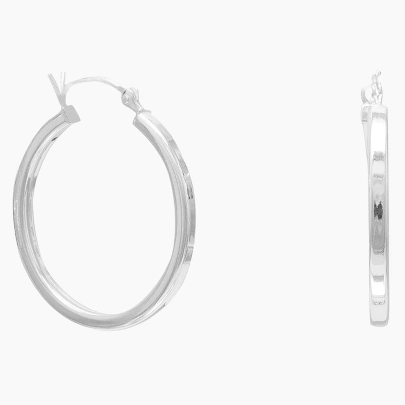 2mm x 24mm Square Tube Hoop Earrings