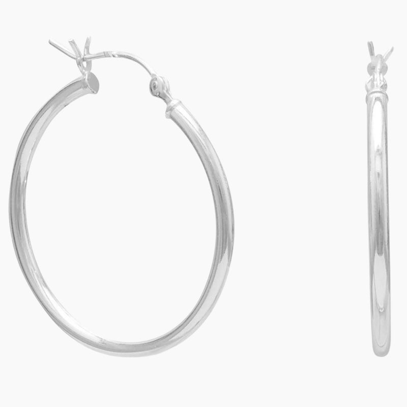 2mm x 28mm Hoop Earrings