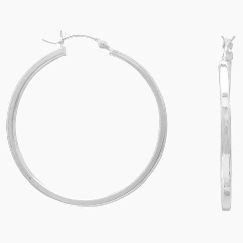 2mm x 35mm Square Tube Hoop Earrings