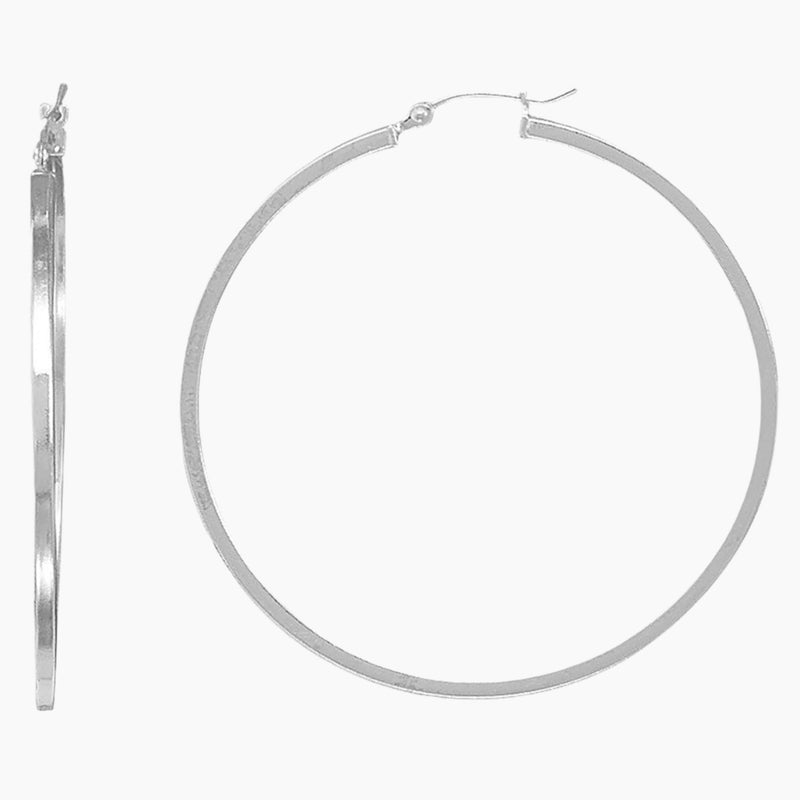2mm x 50mm Square Tube Hoop Earrings
