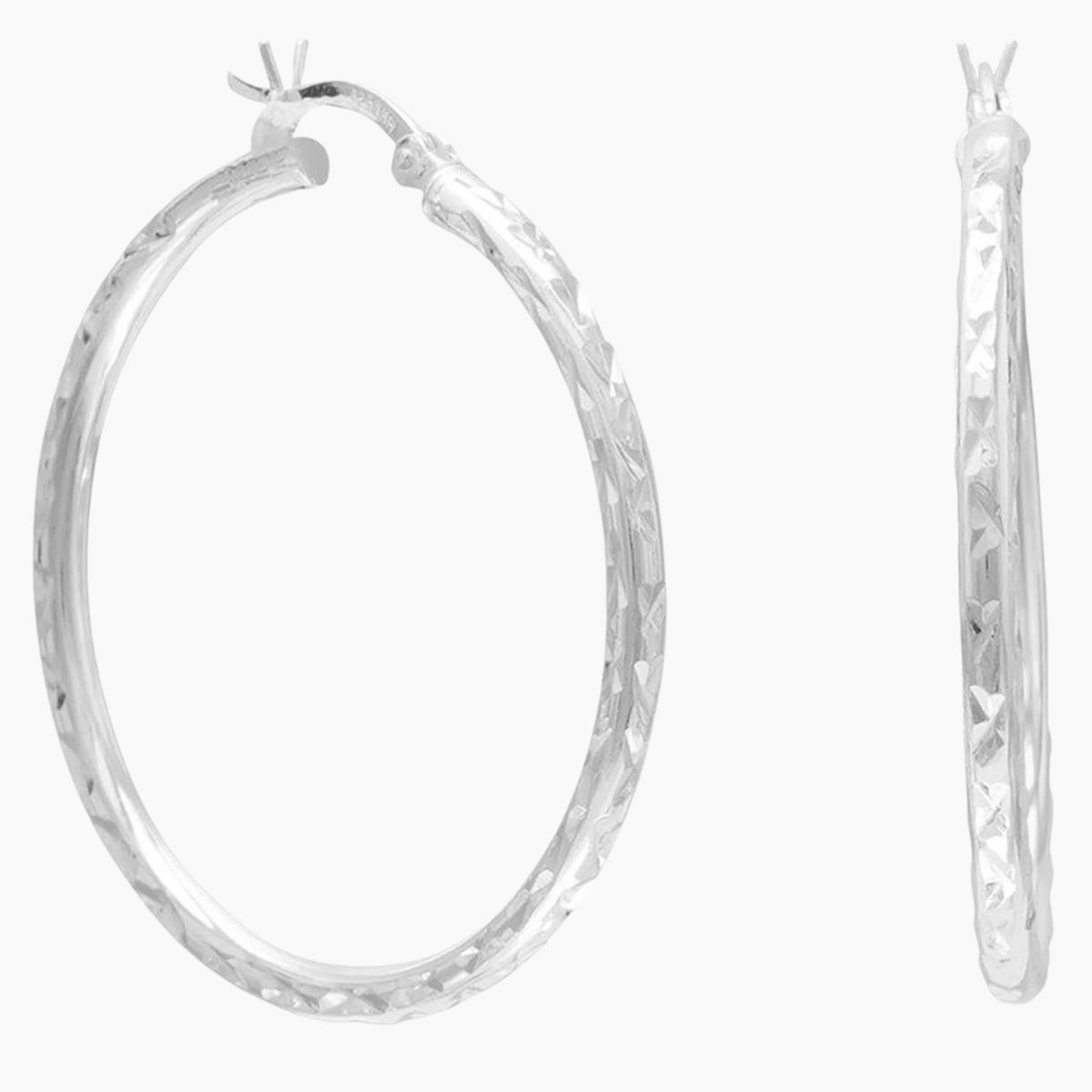 35mm Diamond Cut Hoop Earrings