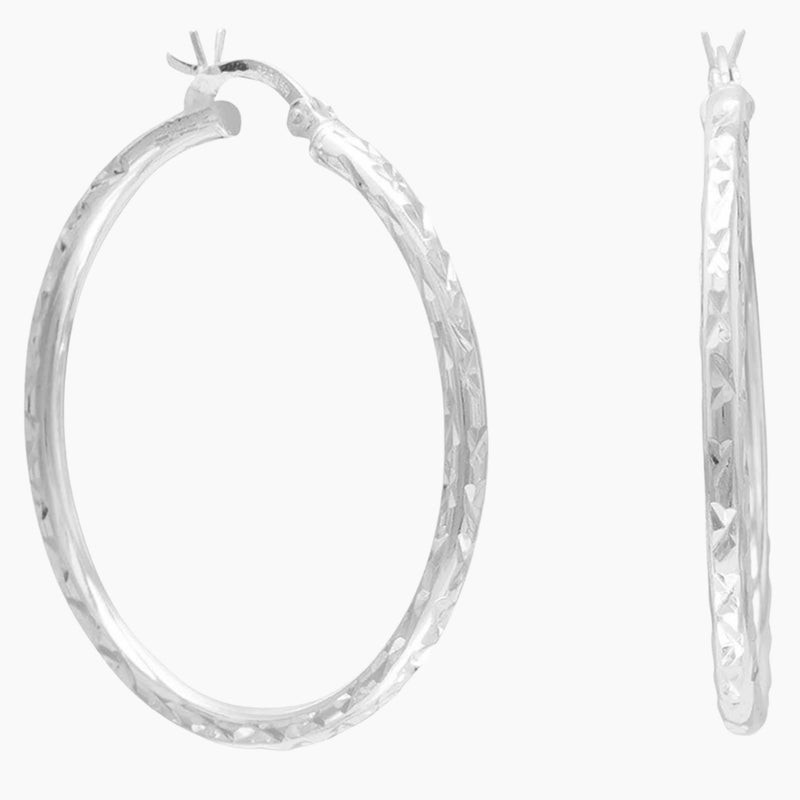 35mm Diamond Cut Hoop Earrings
