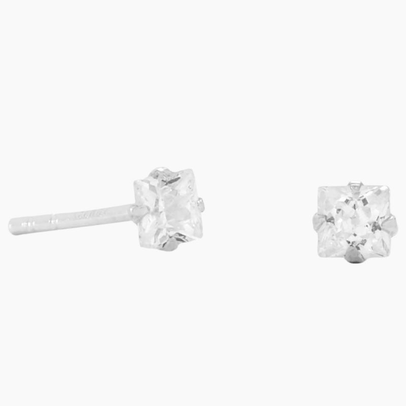 3mm Square Zirconia Stud Earrings