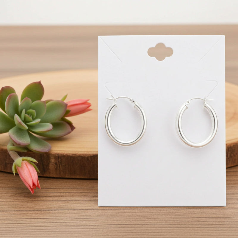 3mm x 22mm Hoop Earrings on Card Display