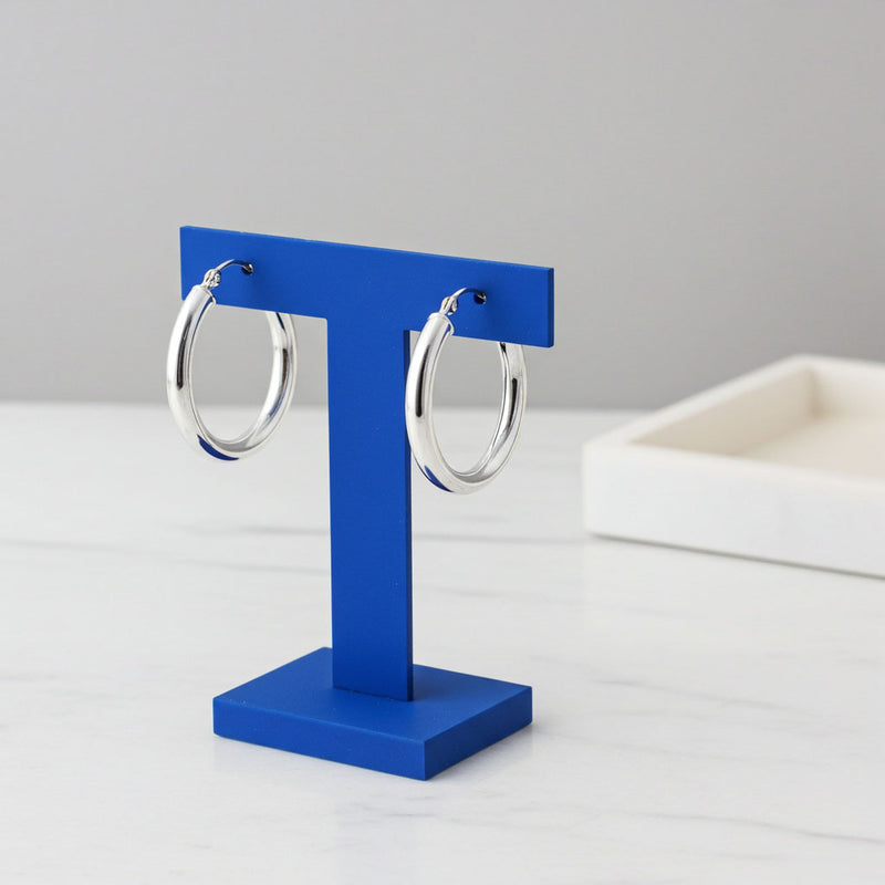 3mm x 22mm Hoop Earrings on Earring Tbar Display