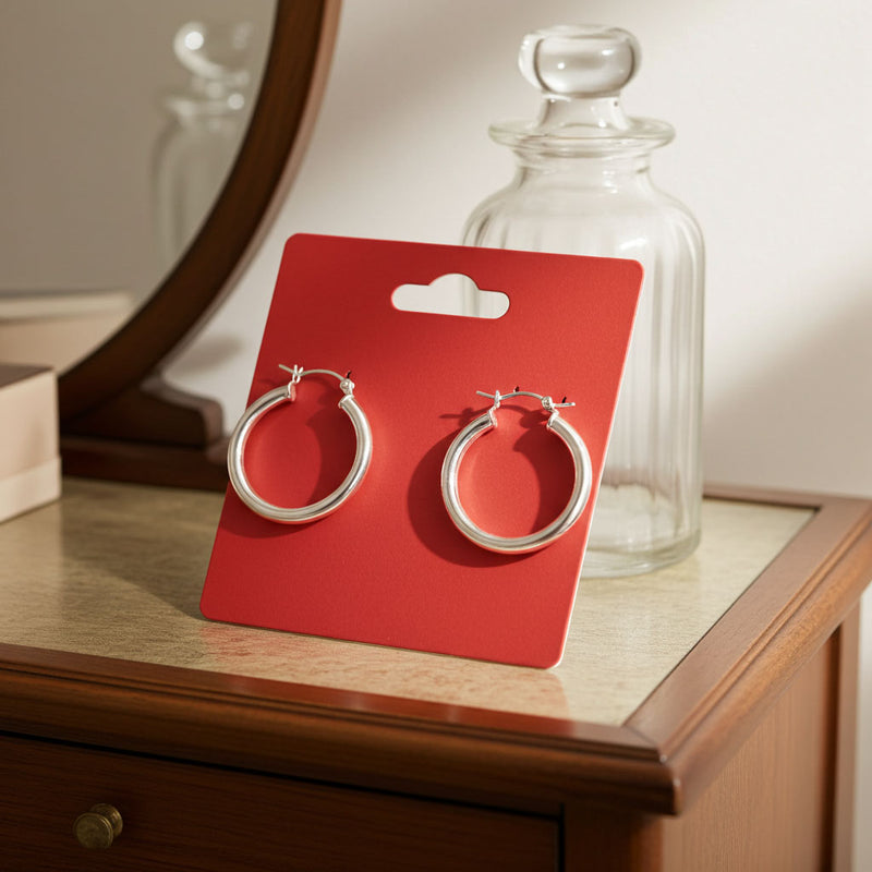 3mm x 25mm Hoop Earrings on Card Display