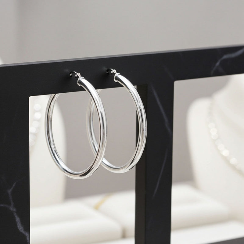 3mm x 40mm Hoop Earrings On Display