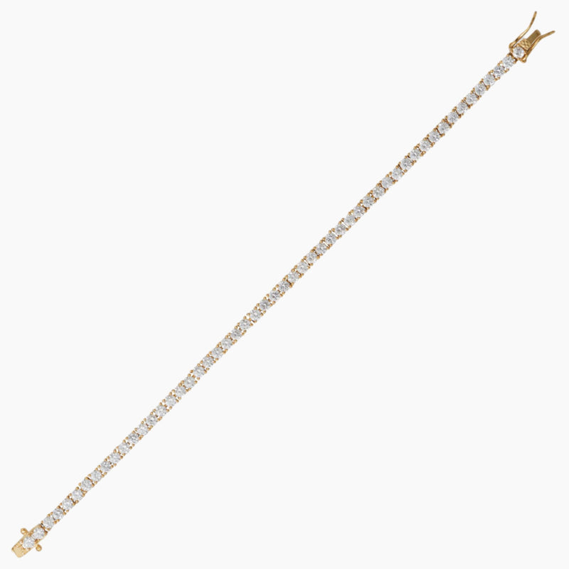 3mm Zirconia Gold Tennis Bracelet Open