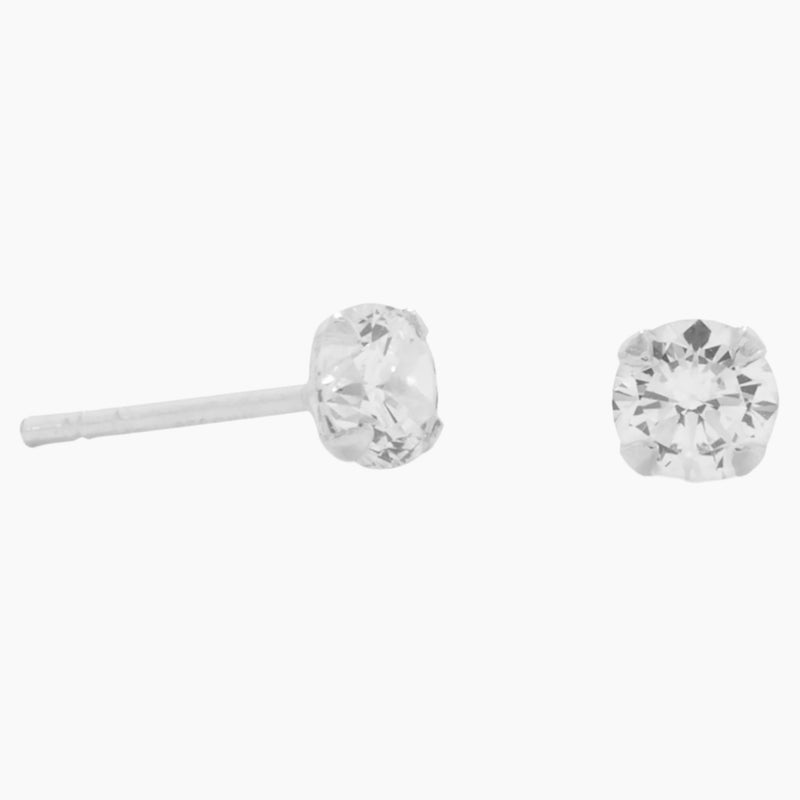 4mm Cubic Zirconia Stud Earrings