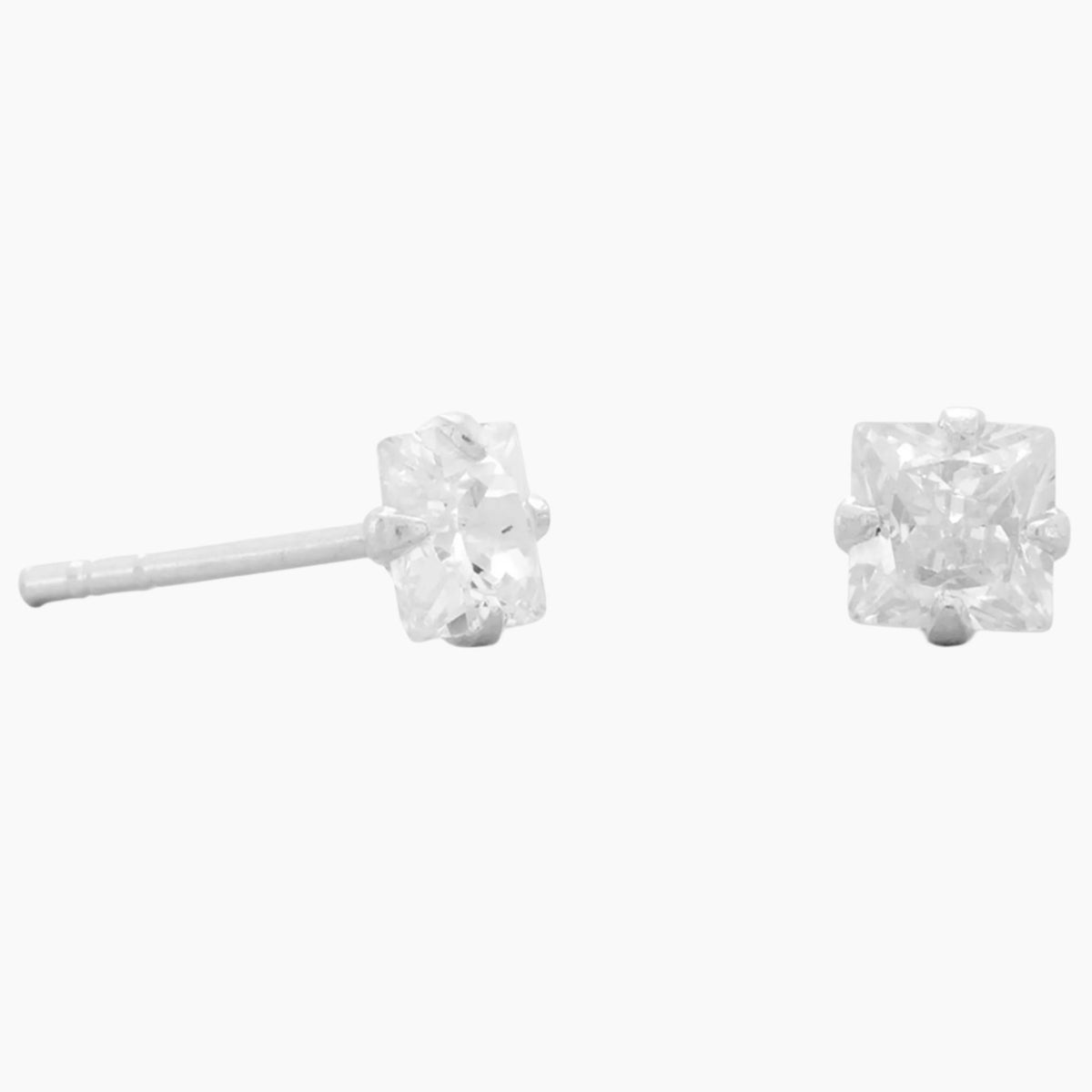 4mm Square Zirconia Stud Earrings