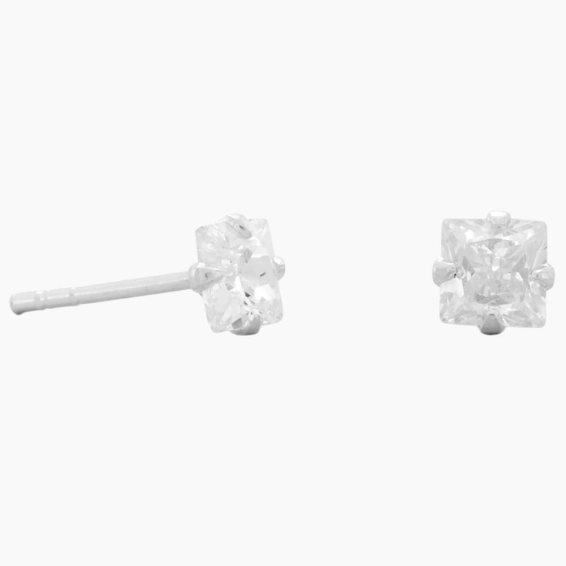4mm Square Zirconia Stud Earrings