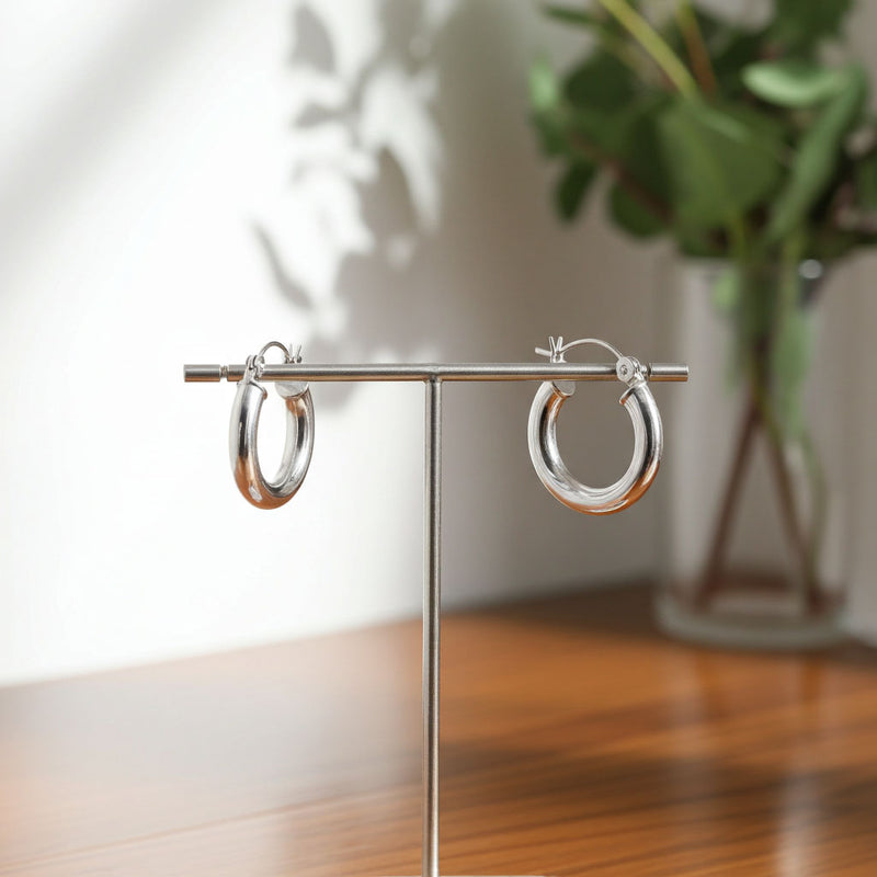4mm x 20mm Hoop Earrings on Tbar Display