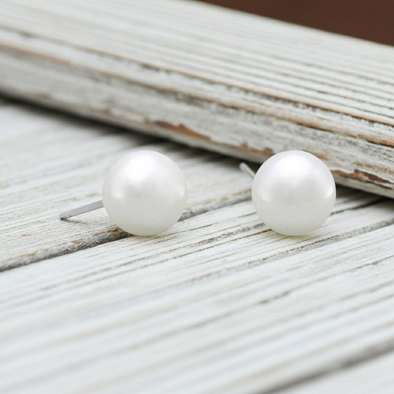 6mm Freshwater Pearl Stud Earrings on Table Display