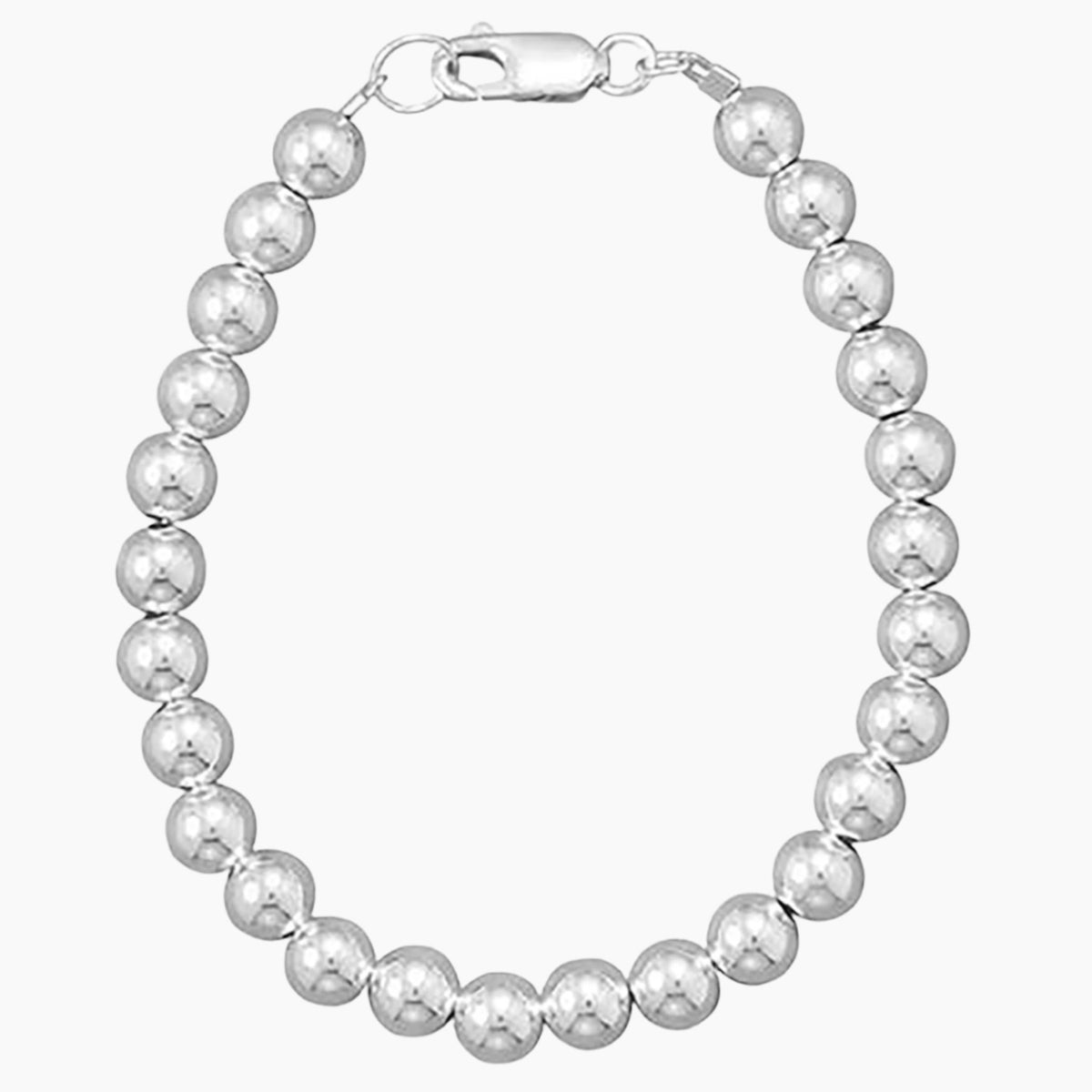 6mm Silver Bead Strand Bracelet
