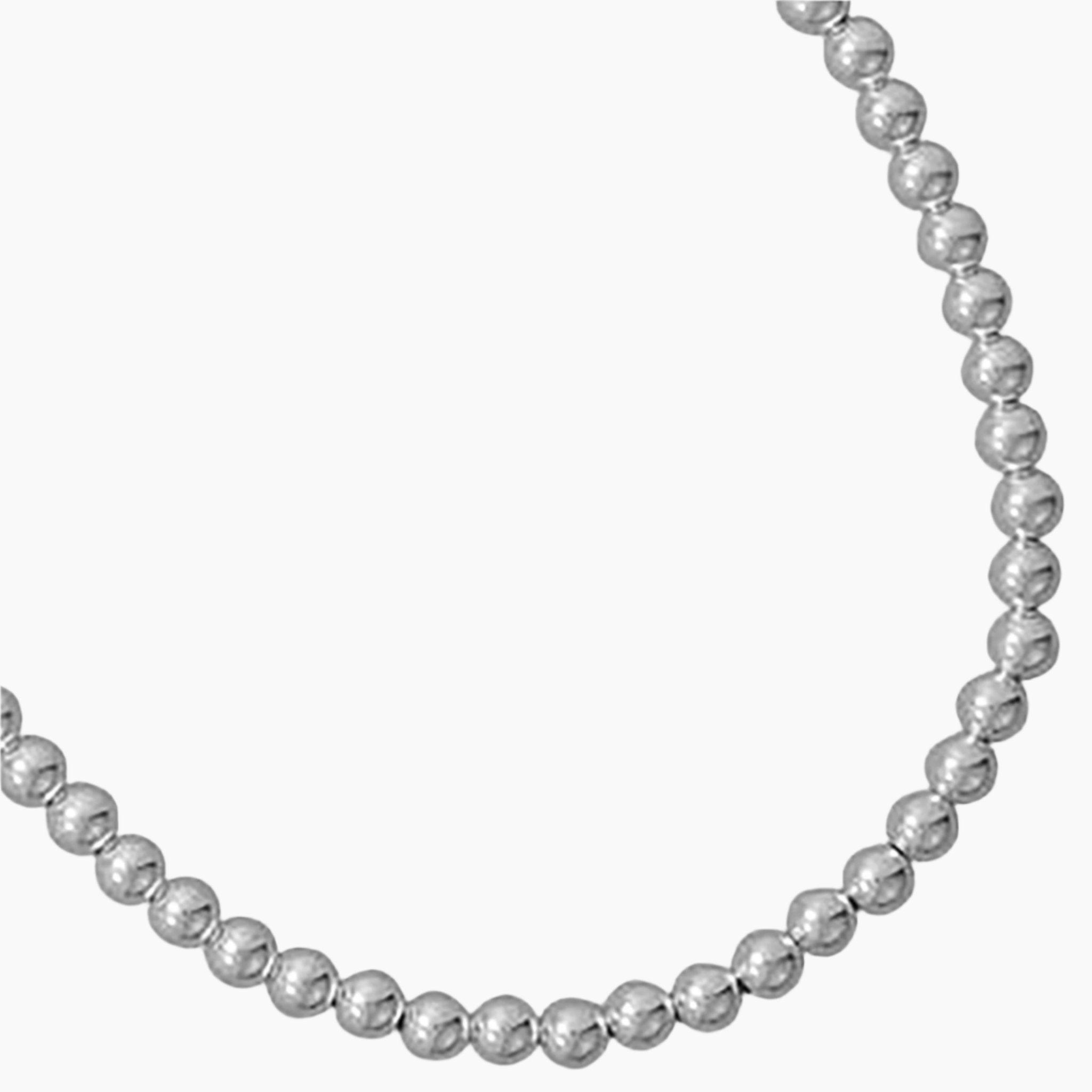 6mm Silver Bead Strand Necklace Open